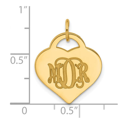 14K Yellow Gold Monogram Heart Charm