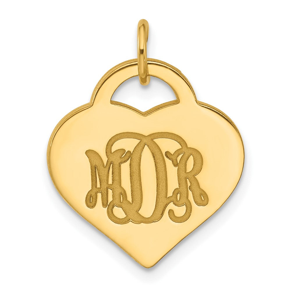 14K Yellow Gold Monogram Heart Charm
