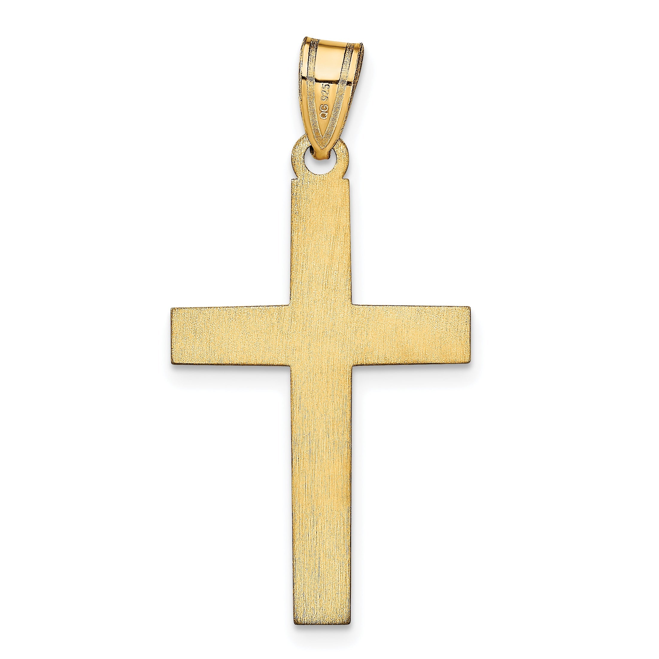 14K Yellow Gold Epoxy Cross With Name Pendant