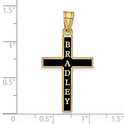 Gold Plated Sterling Silver/Gold Epoxy Cross With Name Pendant