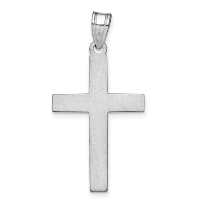 Sterling Silver Silver/Rhodium Plated Epoxy Cross With Name Pendant