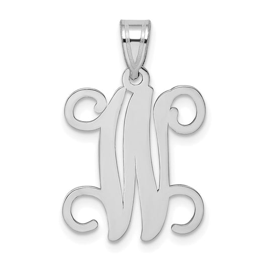 Sterling Silver Rhodium Plated Letter W Initial Pendant