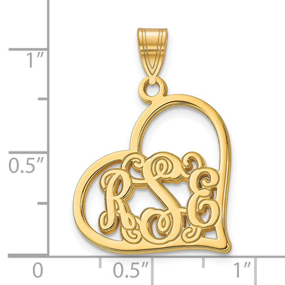 14K Yellow Gold Etched Heart Pendant
