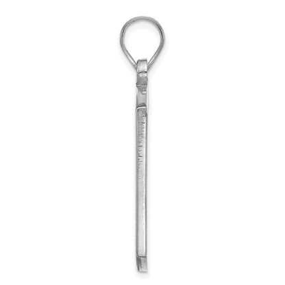 14K White Gold Brushed Monogram Pendant