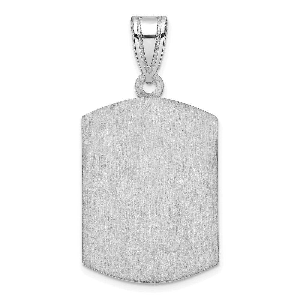 14K White Gold Brushed Monogram Pendant