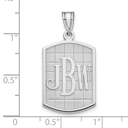 14K White Gold Brushed Monogram Pendant