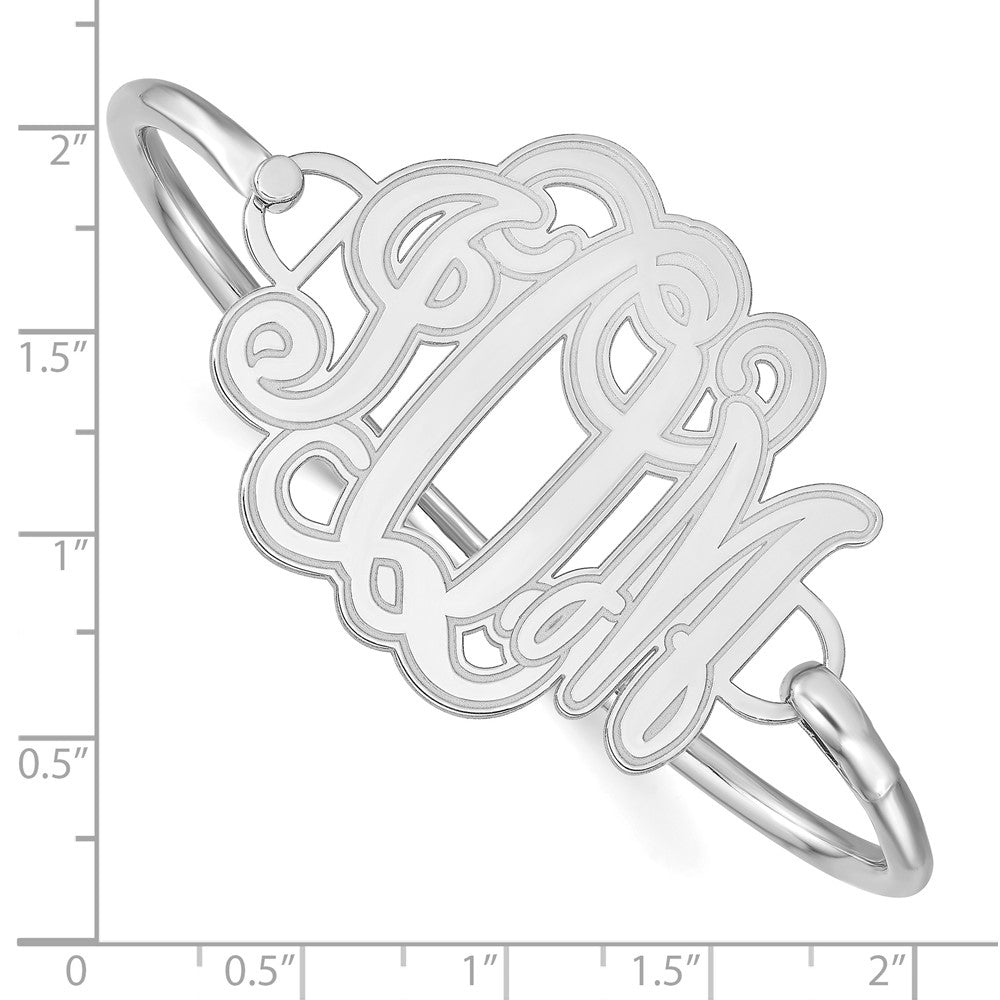 Sterling Silver Rhodium Plated Etched Monogram With Bangle