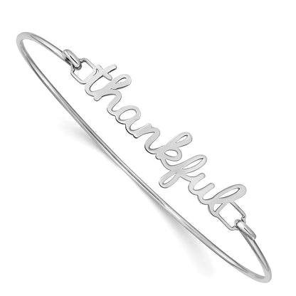 14K White Gold Name Plate On Sterling Silver Bangle