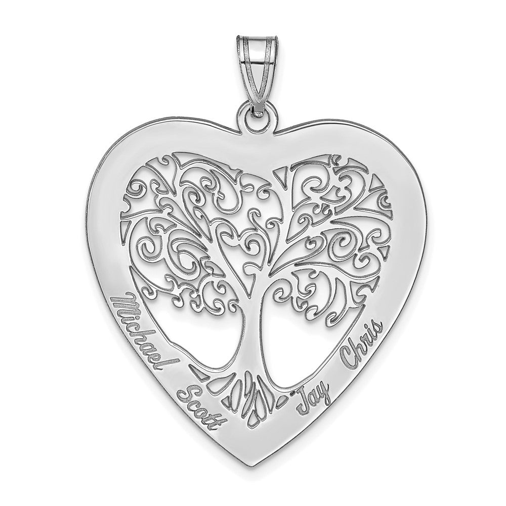 14K White Gold 14Kw Heart Family Tree Pendant