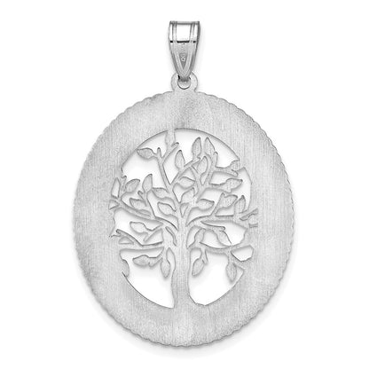 14K White Gold 14Kw Oval Family Tree Pendant