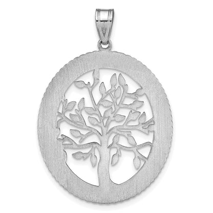 14K White Gold 14Kw Oval Family Tree Pendant