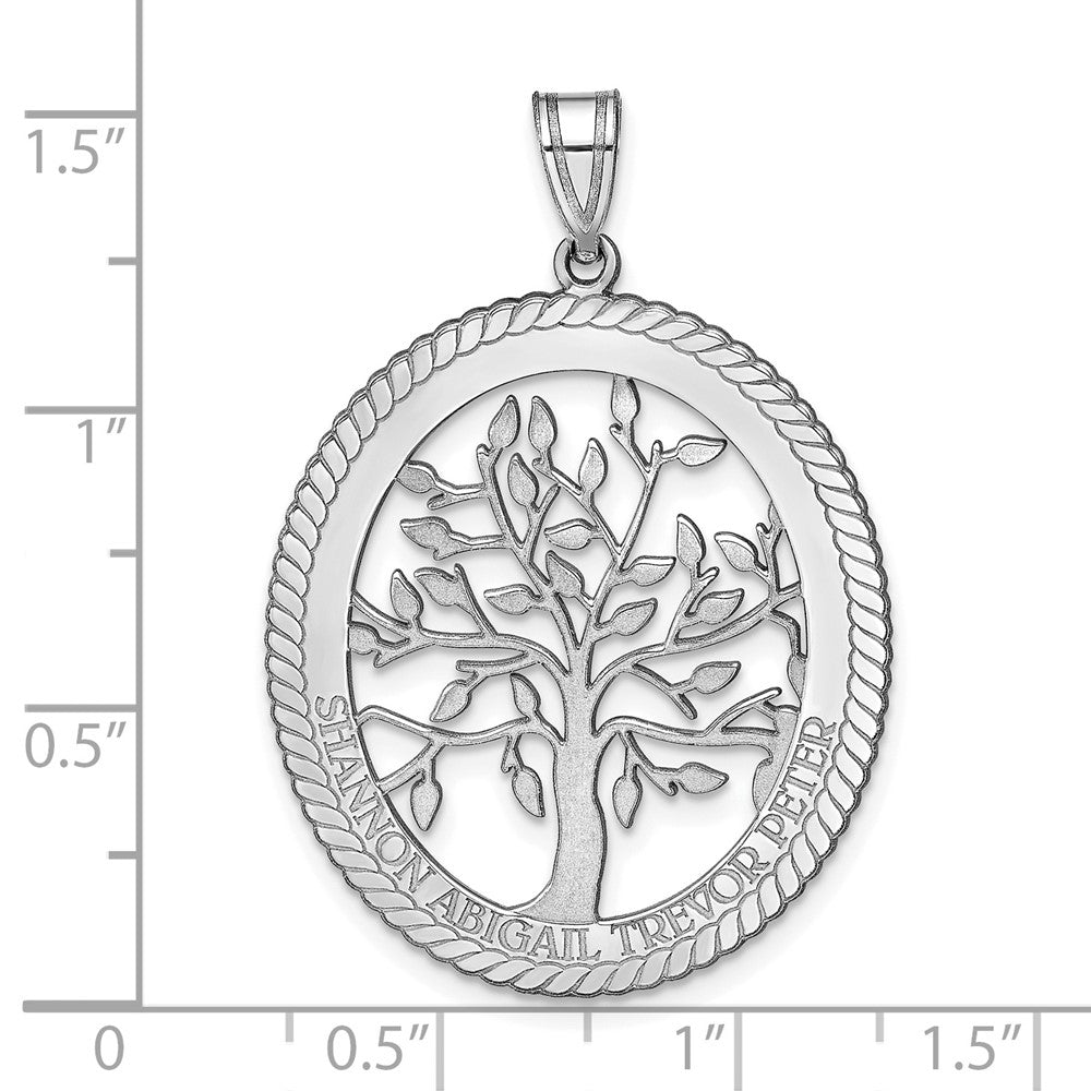 14K White Gold 14Kw Oval Family Tree Pendant