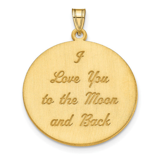 14K Yellow Gold Brushed I Love You To The Moon Pendant