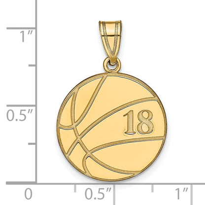 14K Yellow Gold Personalized Basketball Pendant