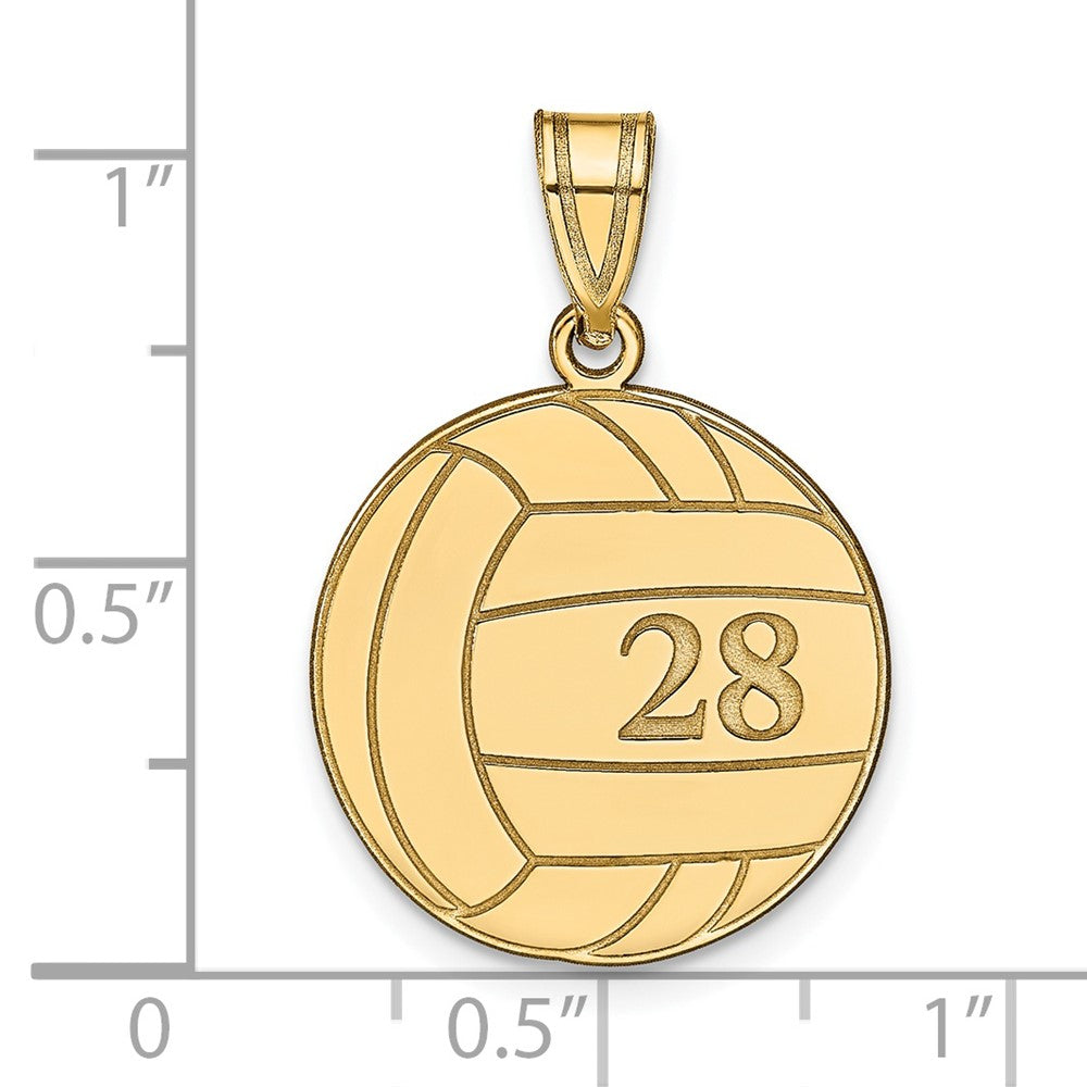 14K Yellow Gold Personalized Volleyball Pendant