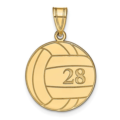 14K Yellow Gold Personalized Volleyball Pendant