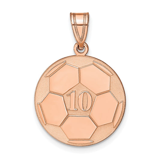 14K Rose Gold Personalized Soccer Pendant