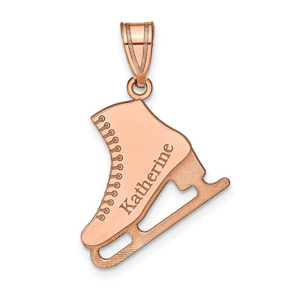 14K Rose Gold Personalized Ice Skate Pendant
