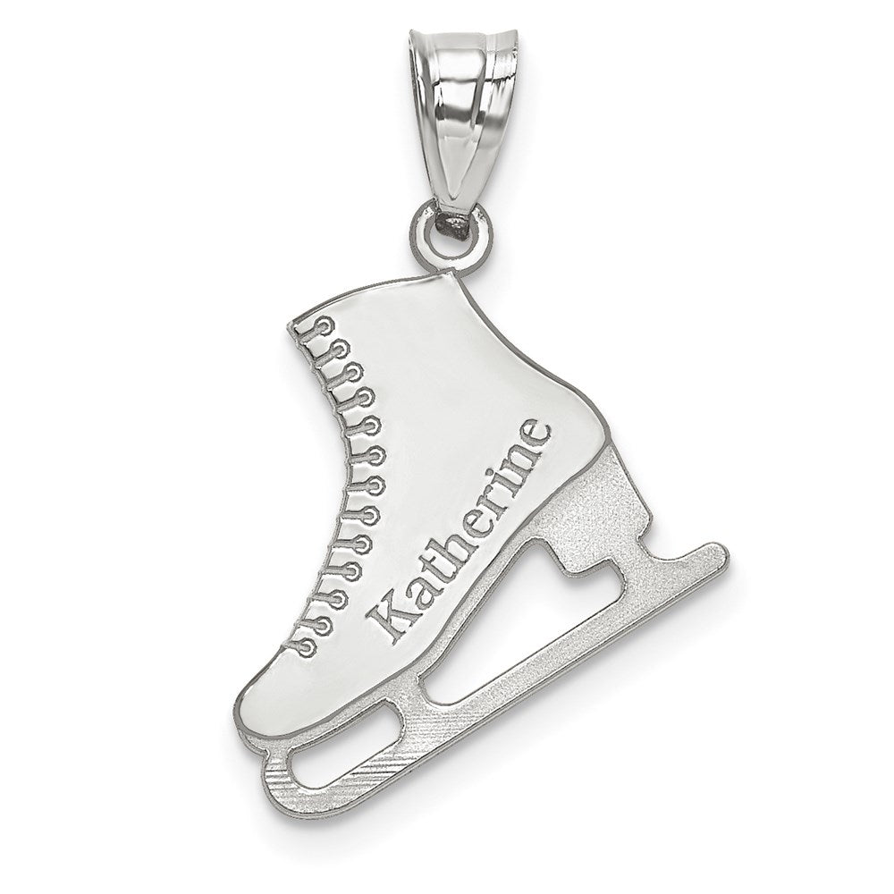 14K White Gold Personalized Ice Skate Pendant