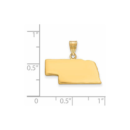 14K Yellow Gold 14Ky Nebraska State Pendant