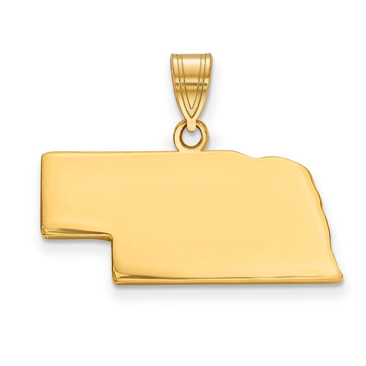 14K Yellow Gold 14Ky Nebraska State Pendant