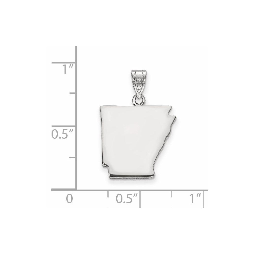 Sterling Silver Silver/Rhodium Plated Arkansas State Pendant