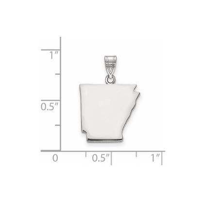 Sterling Silver Silver/Rhodium Plated Arkansas State Pendant