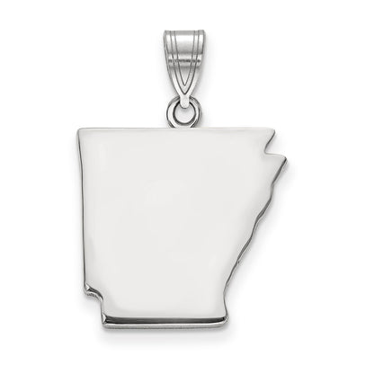 Sterling Silver Silver/Rhodium Plated Arkansas State Pendant