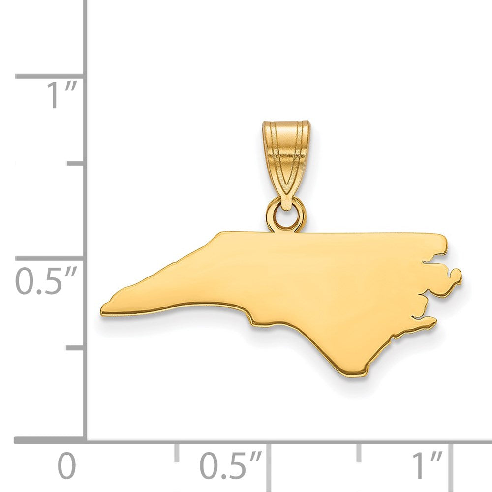 Gold Plated Sterling Silver/Gold North Carolina State Pendant