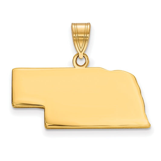 Gold Plated Sterling Silver/Gold Nebraska State Pendant
