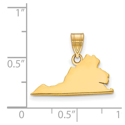 Gold Plated Sterling Silver/Gold Virginia State Pendant