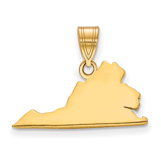 Gold Plated Sterling Silver/Gold Virginia State Pendant