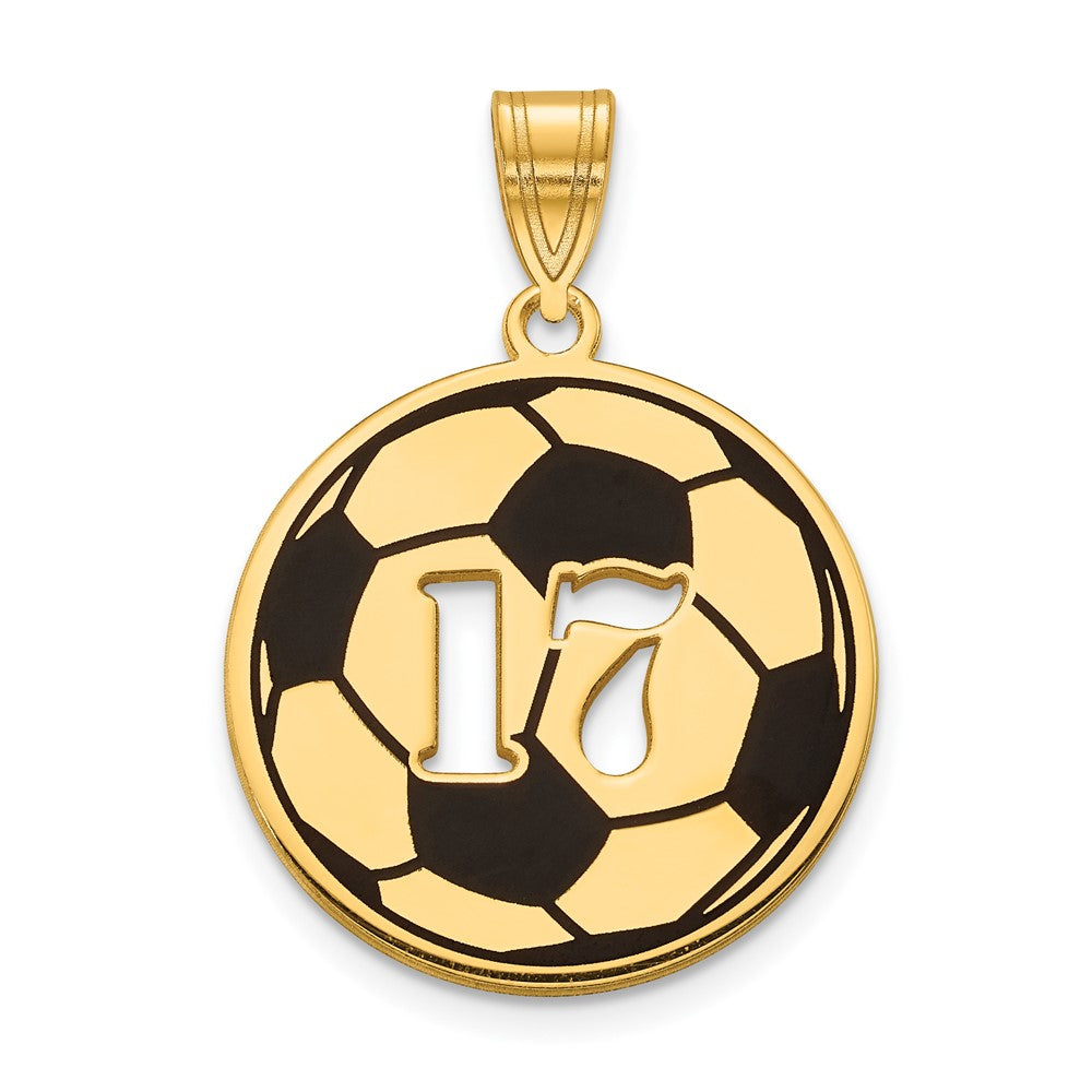 14K Yellow Gold Epoxy Soccer Ball With Cut Out Number Pendant