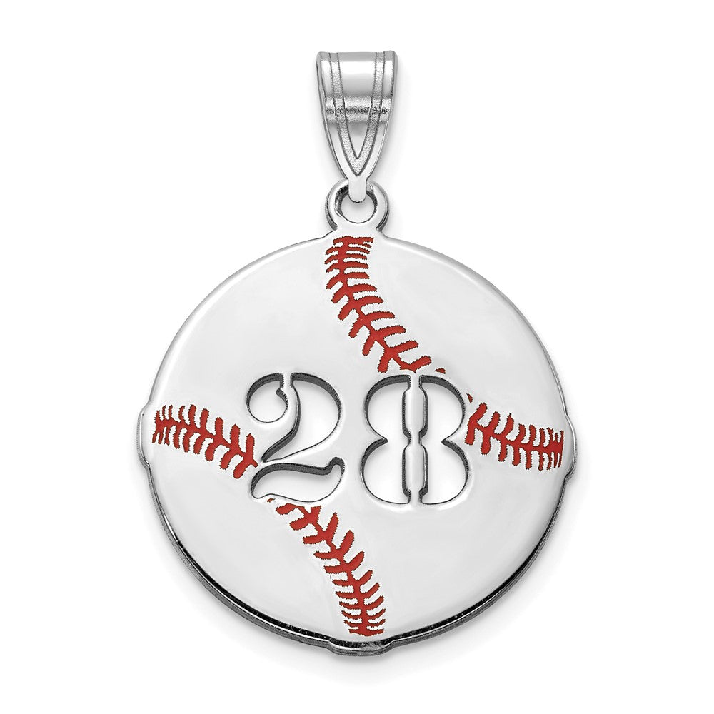 14K White Gold Epoxy Baseball With Cut Out Number Pendant