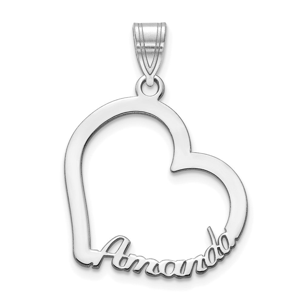 14K White Gold Heart With Name Pendant