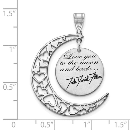 14K White Gold Love You To The Moon Signature Pendant