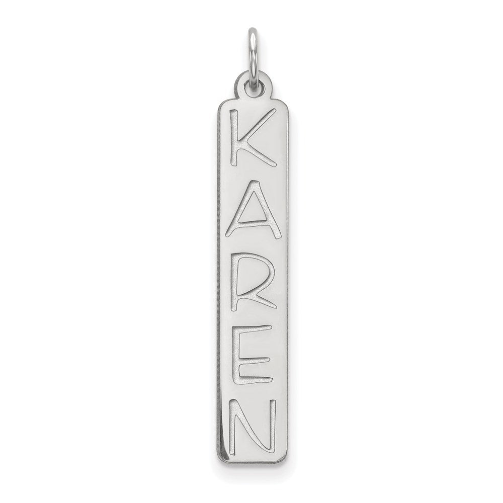 Sterling Silver Silver/Rhodium Plated Large Garfield Font Bar Charm