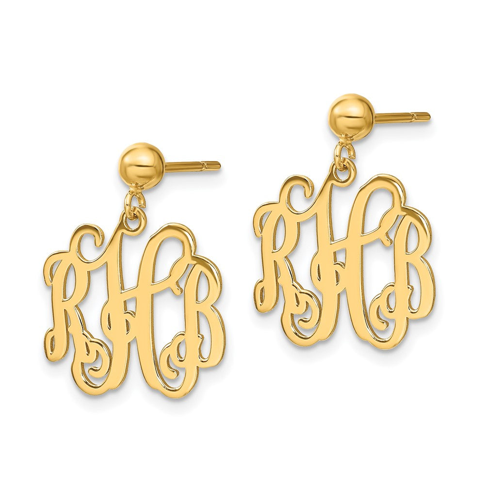Gold Plated Sterling Silver/Gold Monogram Dangle Earrings