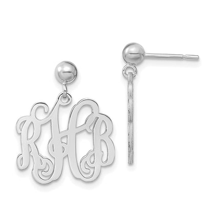 14K White Gold Monogram Dangle Earrings