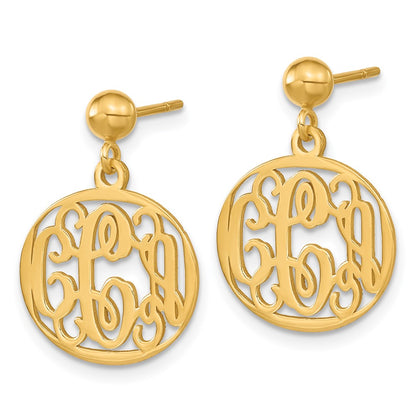Gold Plated Sterling Silver/Gold Monogram Dangle Earrings