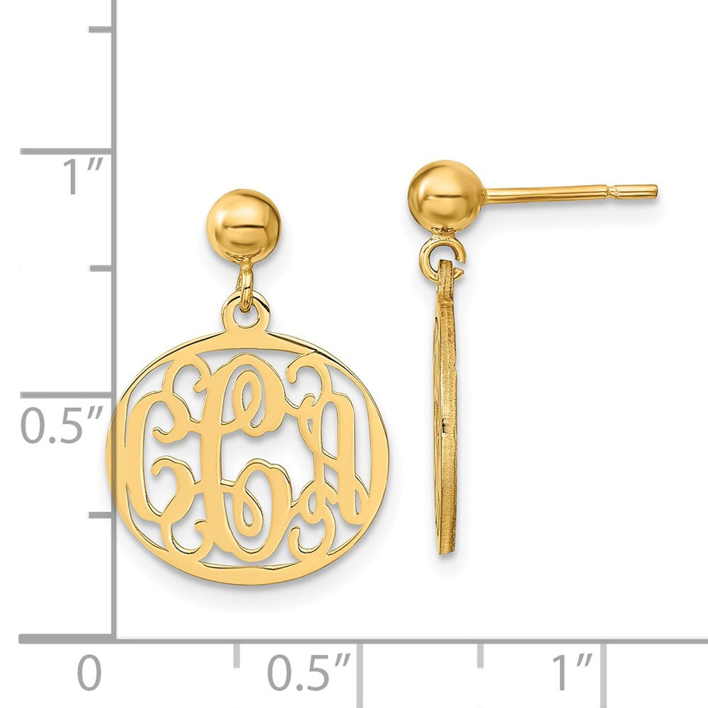 Gold Plated Sterling Silver/Gold Monogram Dangle Earrings