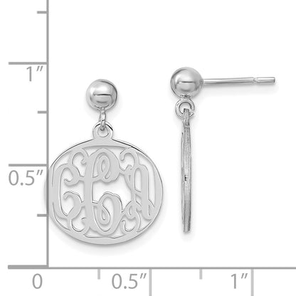 14K White Gold Monogram Dangle Earrings