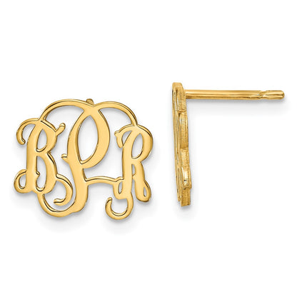Gold Plated Sterling Silver/Gold Monogram Post Earrings