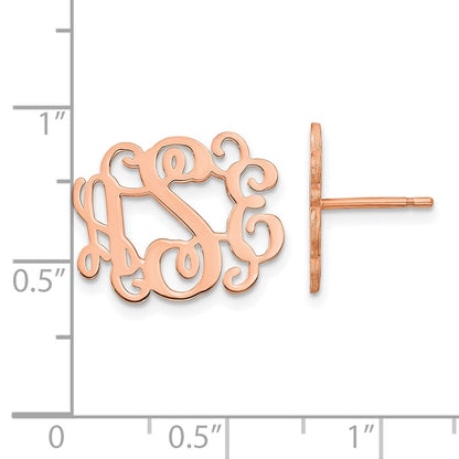 Rose Plated Sterling Silver/Rose Monogram Post Earrings