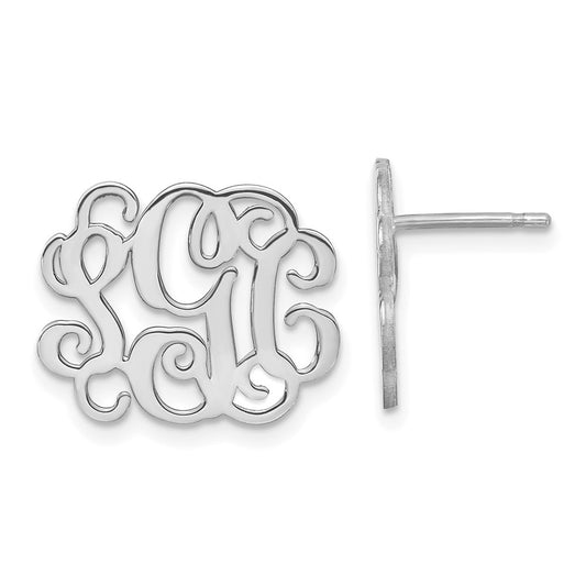 14K White Gold Monogram Post Earrings