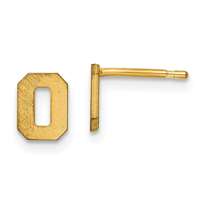 14K Yellow Gold 14Ky Brushed Letter O Initial Post Earrings