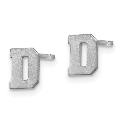 14K White Gold 14Kw Brushed Letter D Initial Post Earrings