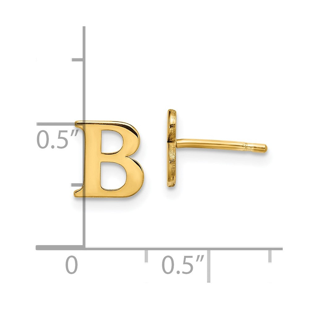 Gold Plated Sterling Silver Letter B Initial Post Earrings