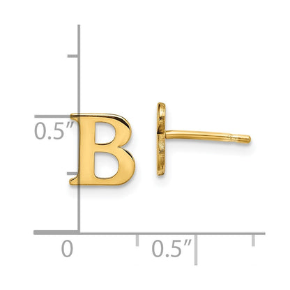 Gold Plated Sterling Silver Letter B Initial Post Earrings