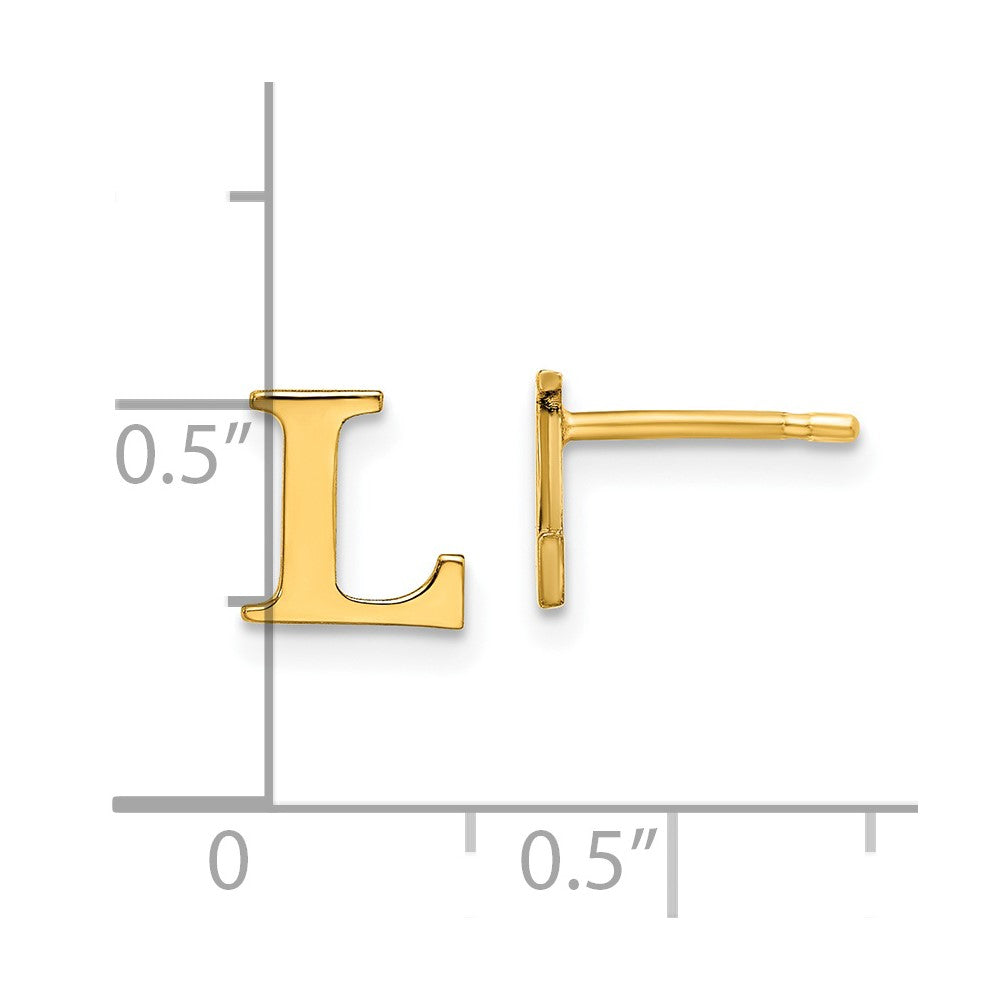 Gold Plated Sterling Silver Letter L Initial Post Earrings